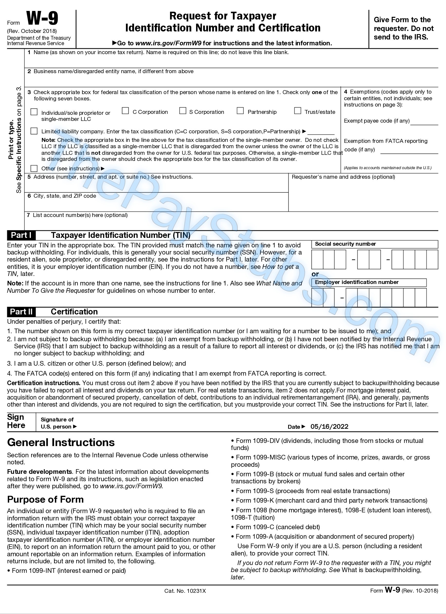 W-9 template | ThePayStubs