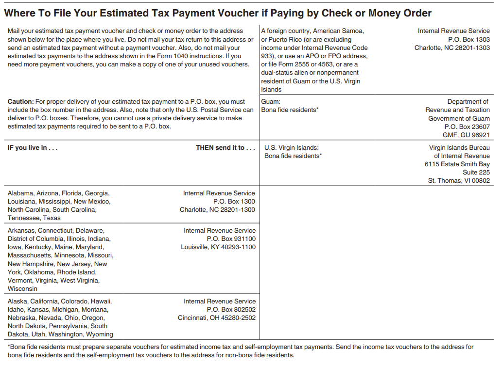 Where to file 1040-ES