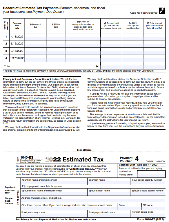 form 1040 es