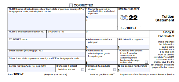 Page 1 of 1098-T form