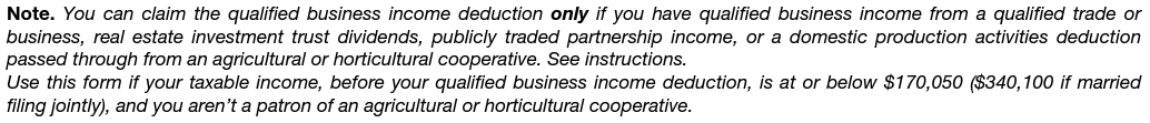 When to claim qualified business income deduction