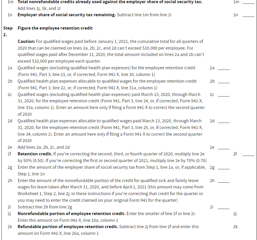 Employee Retention Credit On Form 941-X 2