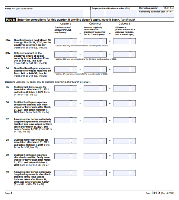 Page 4 of 941-X Form