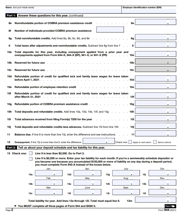 Page 2 of Form 944