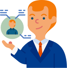 a cartoon brunette man holding a thought bubble