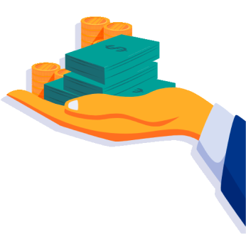 a man's palm holding a pile of money